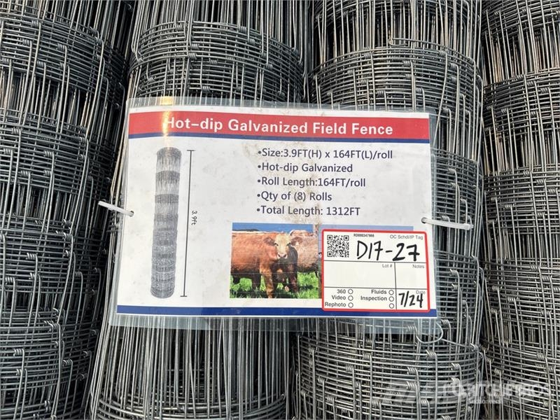  Quantity of (8) 3.9 ft x 164 ft Hot-Dip Galvanized Fencing equipment