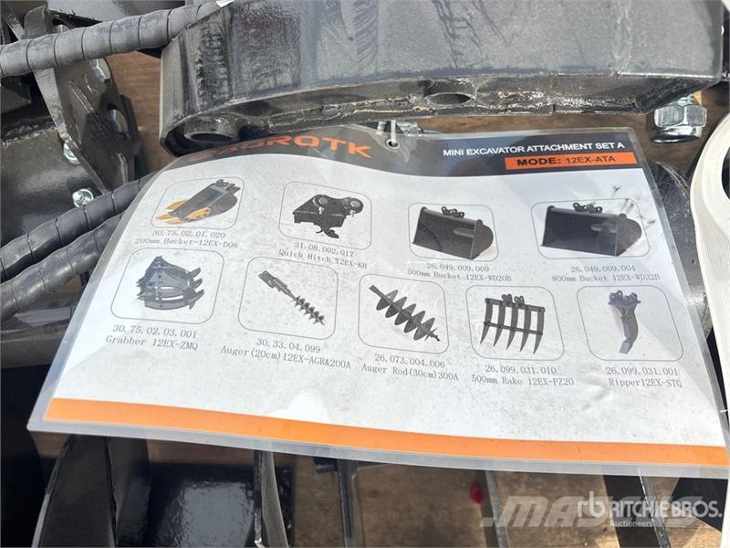 Quantity of (9) AGT 12EX-ATA Mini Excavator Attac Egyéb alkatrészek