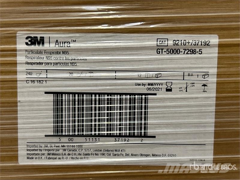 Quantity of (9600) 3M N95 Dust Mask Respirators (U Altri componenti