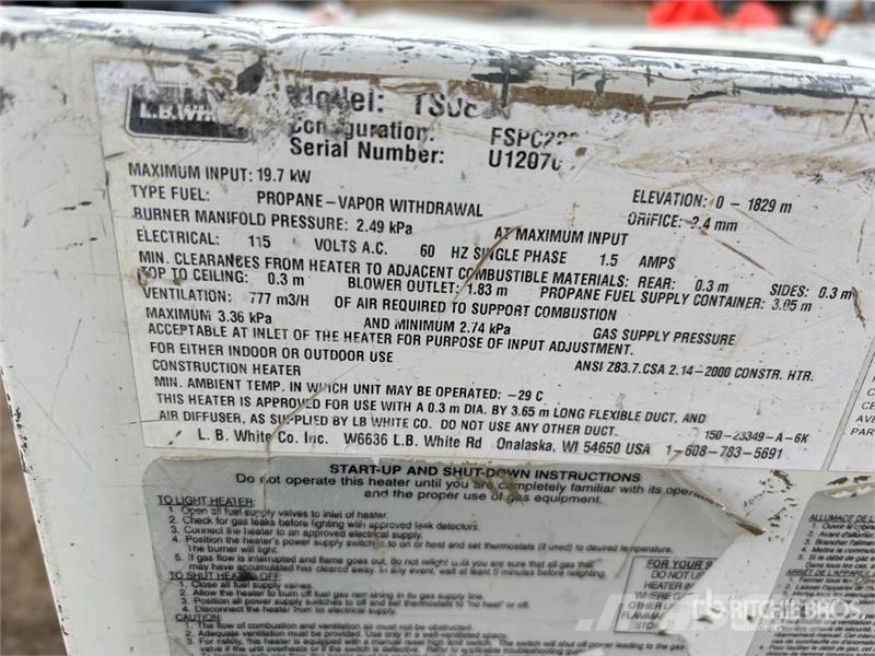 Quantity of L.B. White 80000 BTU Space Heater Dispositivi di riscaldamento / scongelamento