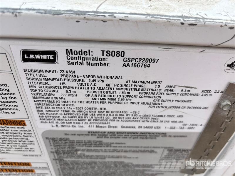  Quantity of L.B. White Space Heater Heating and thawing equipment