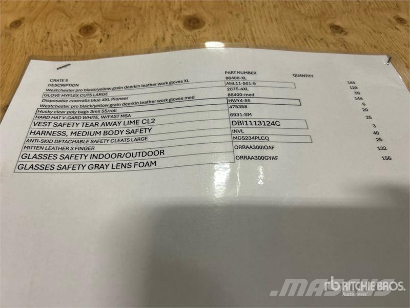Quantity of Misc Safety Gear Other components