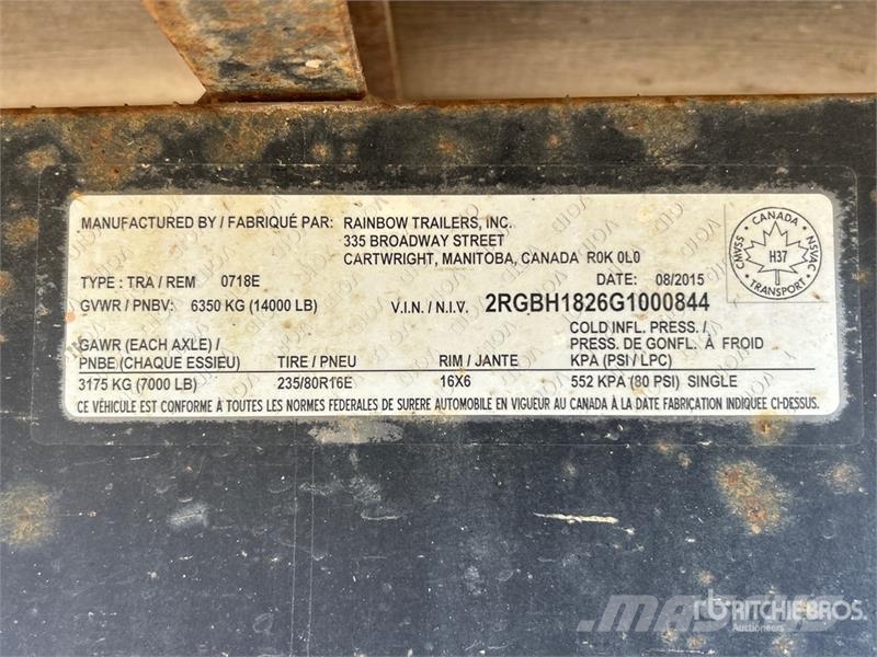 Rainbow 18 ft T/A Equipment Trailer Rimorchio per il trasporto di veicoli