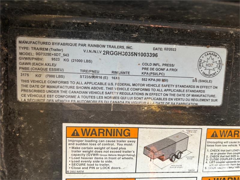 Rainbow 30 ft Tri/A Gooseneck Equipment Trailer Biltransporter henger