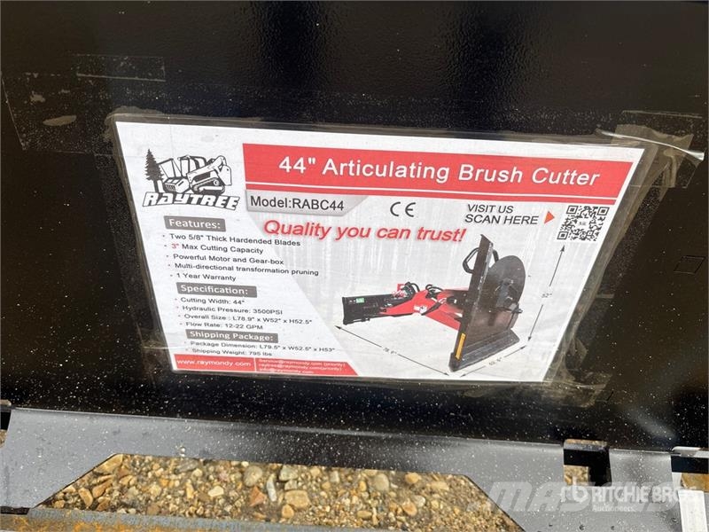 Raytree RABC44 44 in Articulating Skid Steer Brush Mounted and trailed mowers
