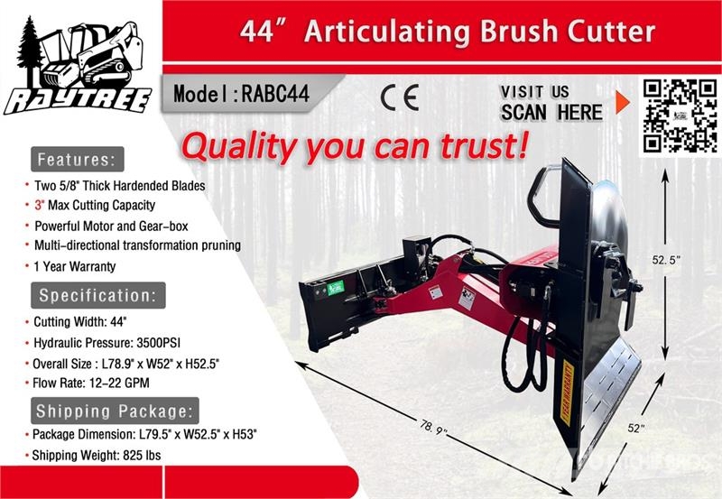 Raytree RABC44 44 in Articulating Skid Steer Brush Навісні та причіпні косарки