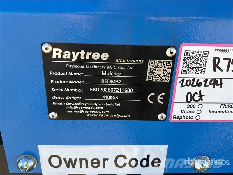 Raytree REDM32 32 in Excavator Drum Mulcher - Fits Other components