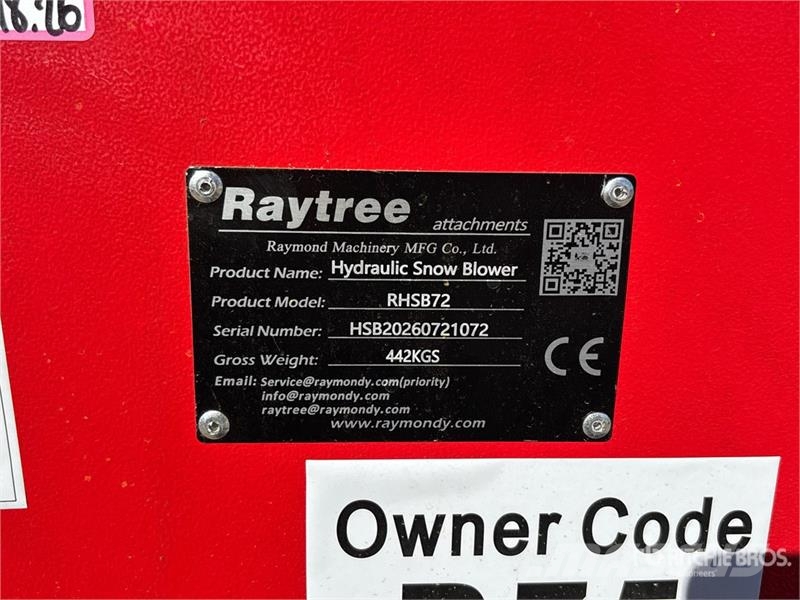 Raytree RHSB72 72 in Hydraulic Skid Steer Snowblow قاذفات الجليد