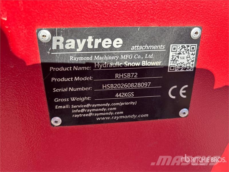  Raytree RHSB72 72 in Hydraulic Skid Steer Snowblow Snow throwers