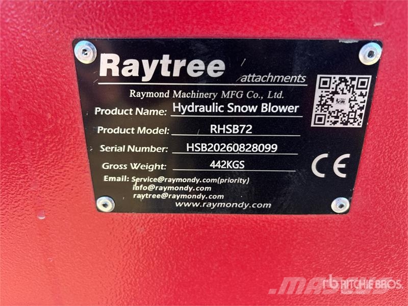  Raytree RHSB72 72 in Hydraulic Skid Steer Snowblow Snow throwers