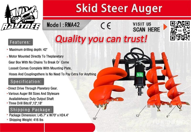 Raytree RMA42 Skid Steer Auger (Unused) Fúrók