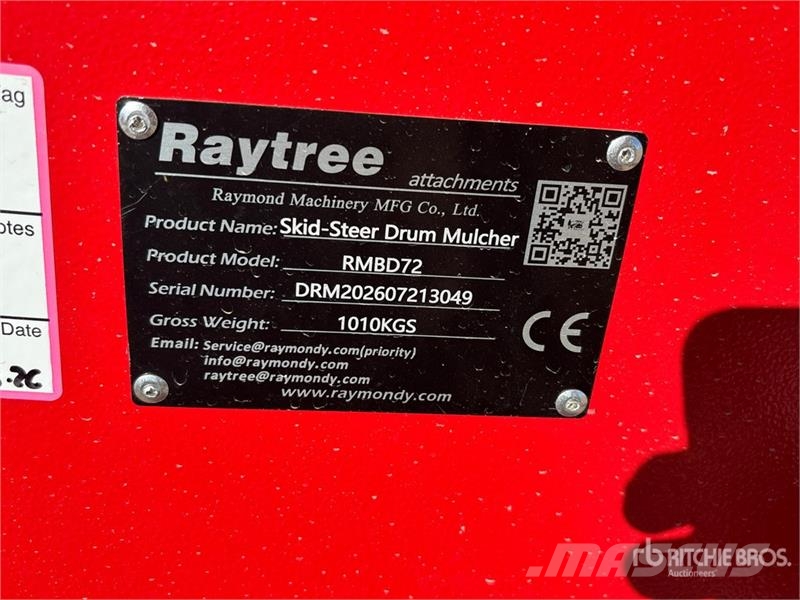 Raytree RMBD72 72 in Drum Skid Steer Mulcher (Unus Skogsfräsar