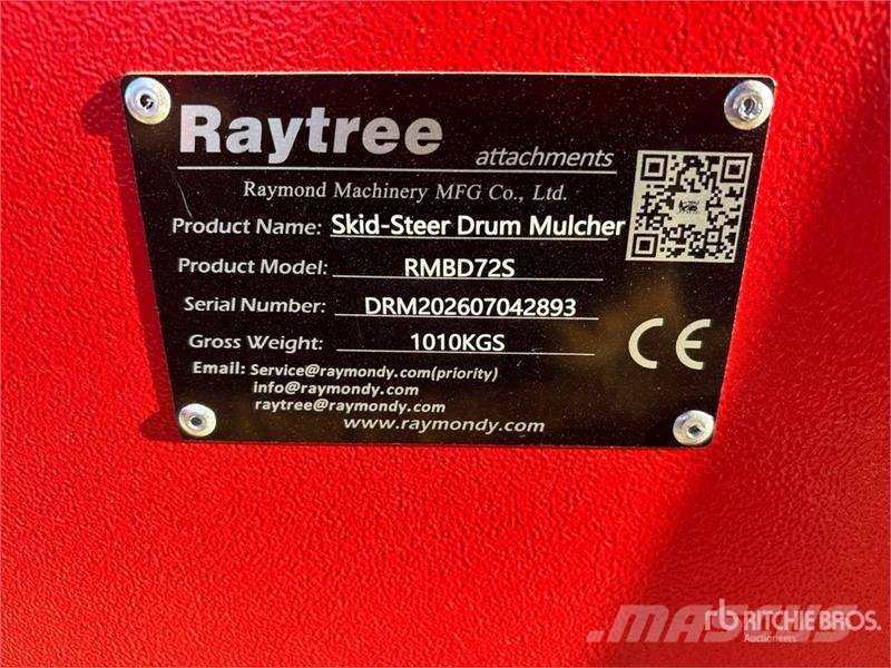 Raytree RMBD72S 72 in Drum Skid Steer Mulcher (Unu Metsamultšerid