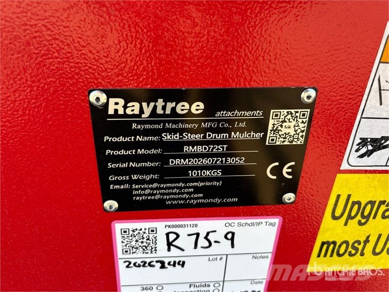 Raytree RMBD72ST 72 in Drum Skid Steer Mulcher (Un Skogsfräsar