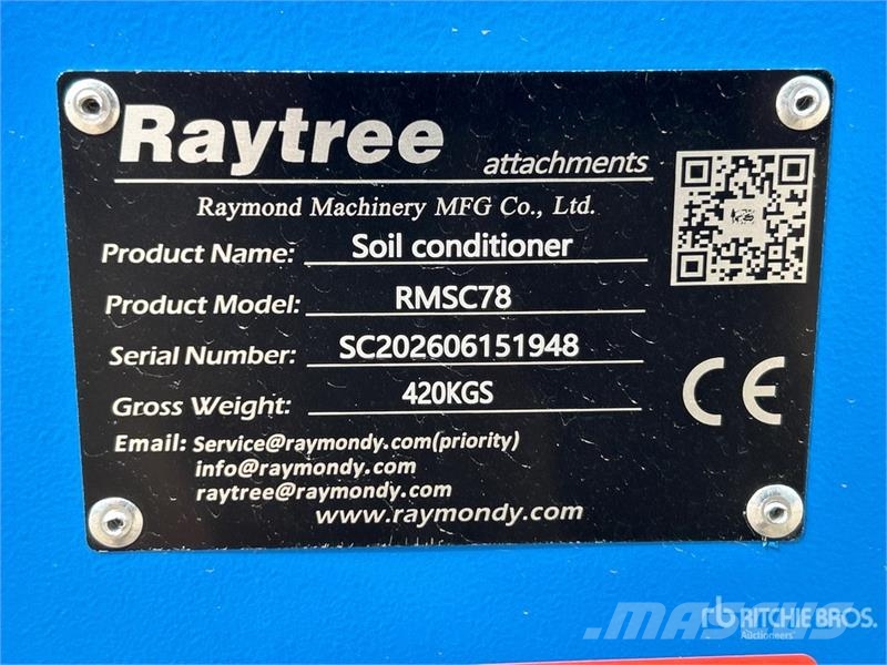 Raytree RMSC78 76 in Skid Steer Power Rake (Unused Rakes and tedders