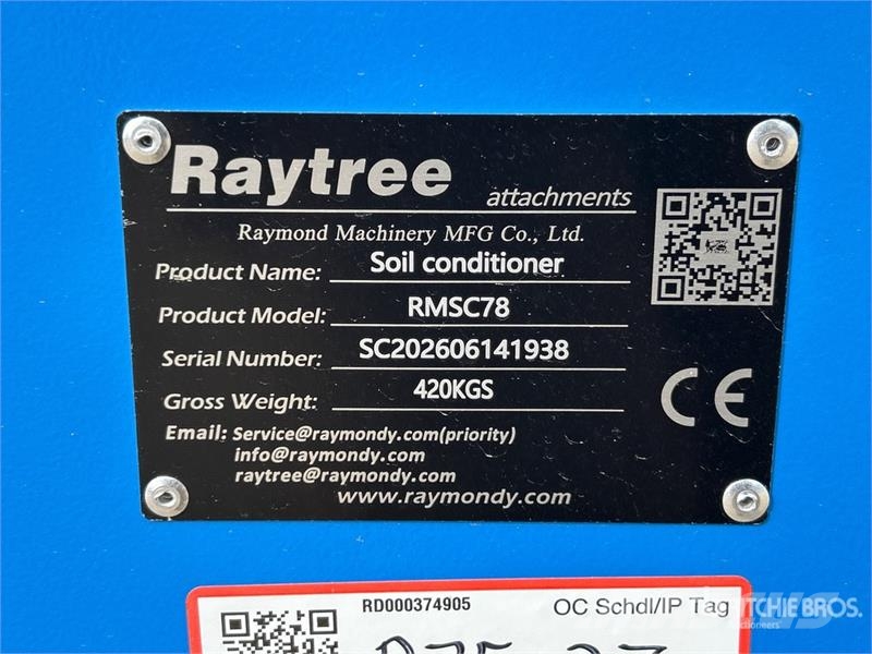 Raytree RMSC78 78 in Skid Steer Power Rake (Unused Rakes and tedders