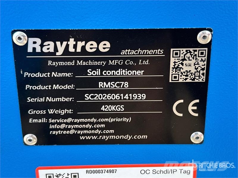 Raytree RMSC78 78 in Skid Steer Power Rake (Unused Rakes and tedders