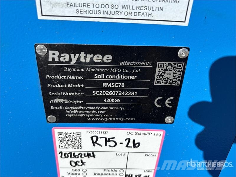  Raytree RMSC78 78 in Skid Steer Power Rake (Unused 耙與翻草機