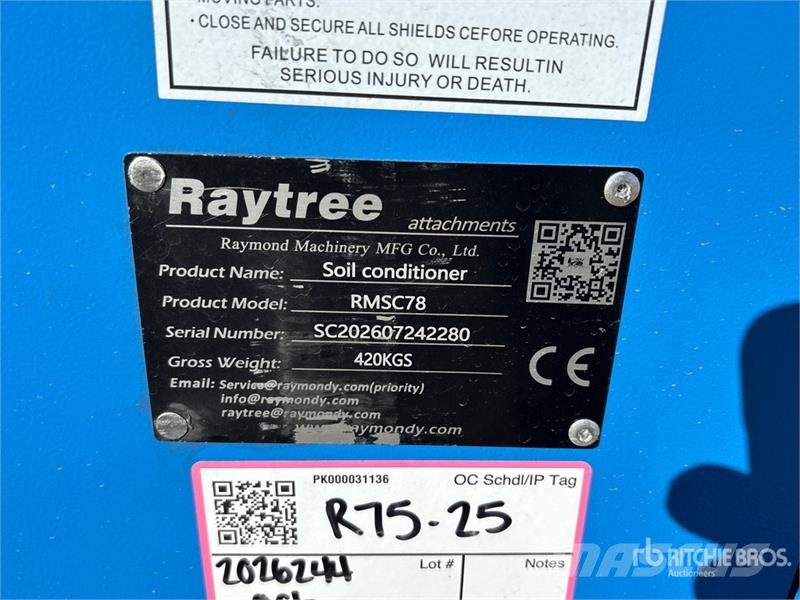 Raytree RMSC78 78 in Skid Steer Power Rake (Unused 耙與翻草機