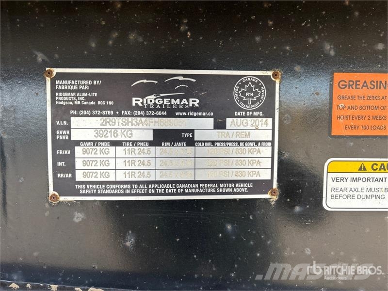  Ridgemar 35 ft Tri/A End Dump Trailer Bañera
