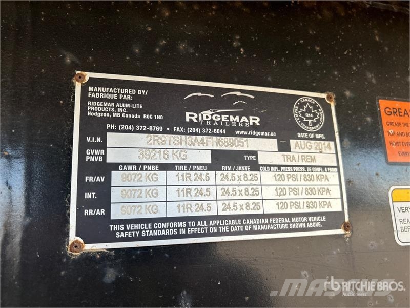 Ridgemar 35 ft Tri/A End Dump Trailer Bañera