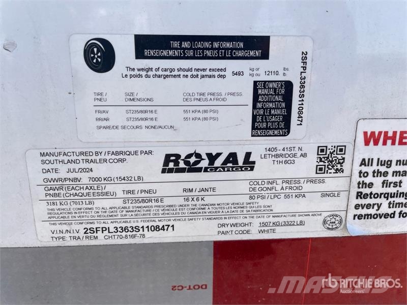 Royal Cargo CHT70-816F-78 17 ft T/A Enclosed Trailer مقطورات ذات هيكل صندوقي