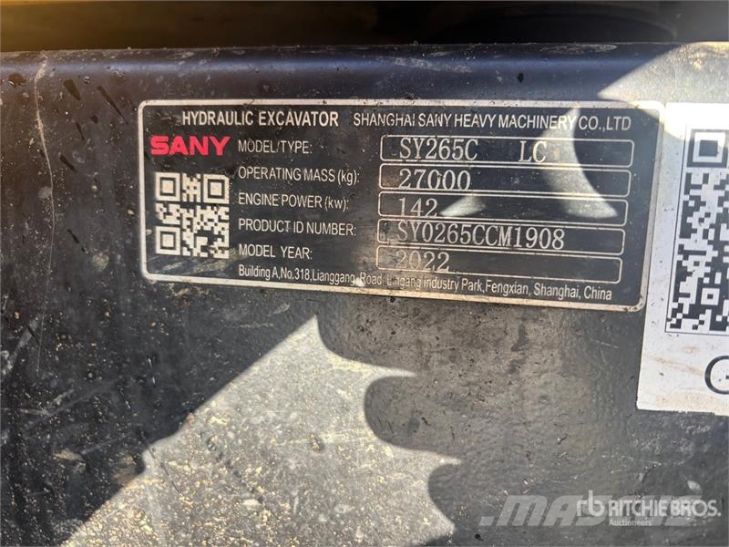 Sany SY265C Tracked Excavator Roomikekskavaatorid