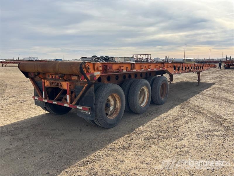 Scona 50 ft Tri/A Flatbed Oilfield Trailer Processing Equipment