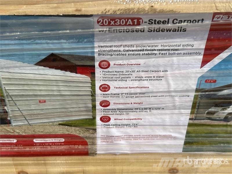  Sdlanch C2030FT 20 ft x 30 ft Carport (Unused) Stahlrahmenaufbauten