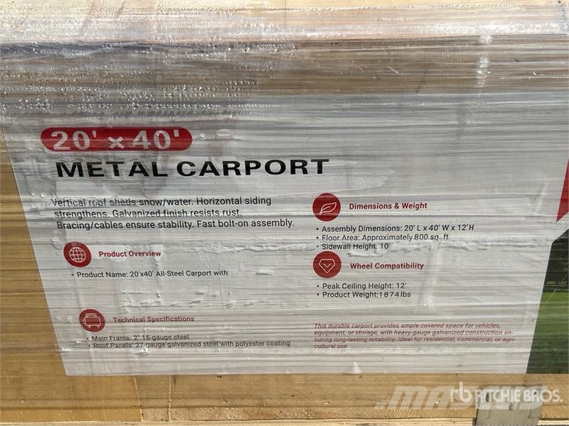  Sdlanch SDL2040FT 20 ft x 40 ft Carport (Unused) Stahlrahmenaufbauten