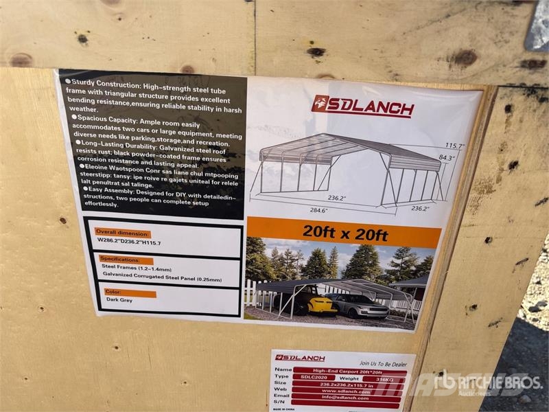 SDLC2020 20 ft x 20 ft Carport (Unused) Teräsrunkorakennukset