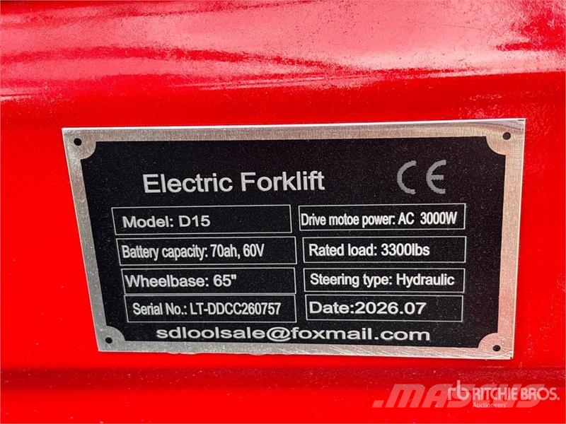  SDLOOL D-15 3300 lb Electric Forklift (Unused) Carrelli elevatori elettrici