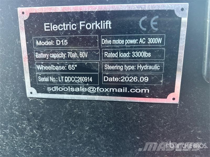 SDLOOL SL-E15 3300 lb Electric Forklift (Unused) Elmotviktstruckar
