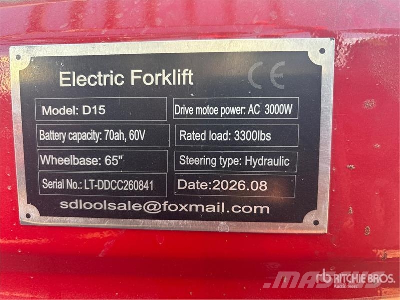  SDLOOL SL-E15 3300 lb Electric Forklift (Unused) شاحنات ذات رافعات شوكية تعمل بالكهرباء
