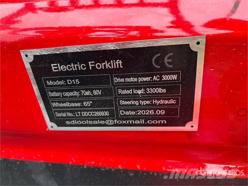  SDLOOL SL-E15 3300 lb Electric Forklift (Unused) شاحنات ذات رافعات شوكية تعمل بالكهرباء