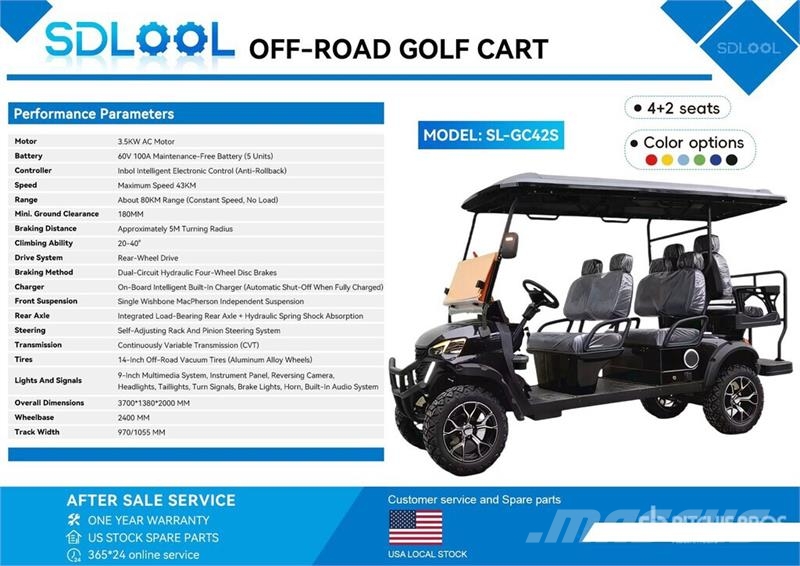  SDLOOL SL-GC42S Electric Off-Road Golf Cart (Unuse Гольф-мобілі