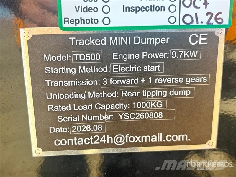  SDLOOL TD500 Mini Crawler Dumper (Unused) Vehículos compactos de volteo