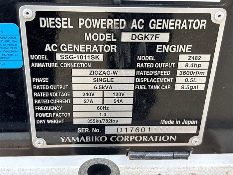 Shindaiwa DGK7F 6.5 kVA Skid-Mounted Generator Set مولدات ديزل