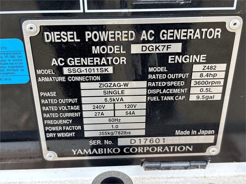 Shindaiwa DGK7F 6.5 kVA Skid-Mounted Generator Set مولدات ديزل