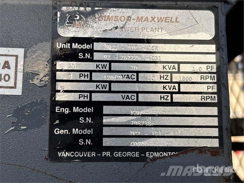 Simson Maxwell UCI 184 20 kW Skid-Mounted Generato Diesel Generatorer