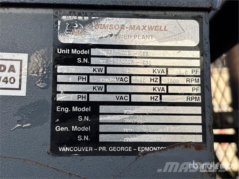 Simson Maxwell UCI 184 20 kW Skid-Mounted Generato Diesel Generatorer