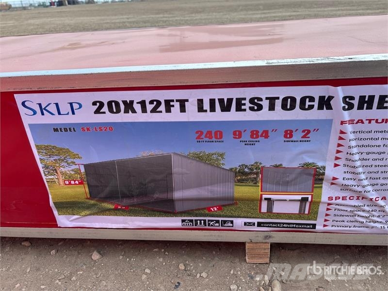  SKLP SK-LS20 20 ft x 12 ft Metal Livestock Shed (U Stålrammmer