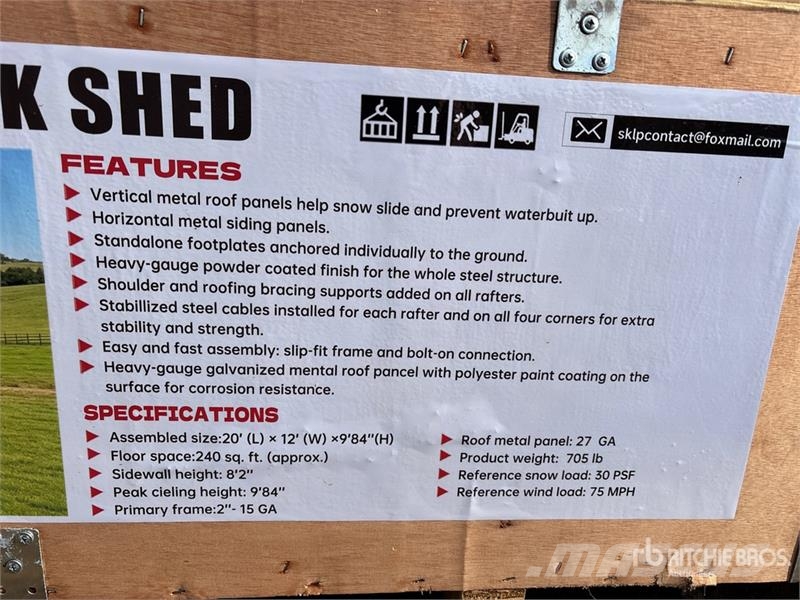  SKLP SK-S2012 20 ft x12 ft Livestock Shed (Unused) Tērauda karkasa ēkas