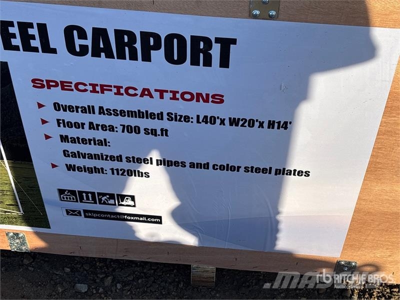 SKLP SK-SC40 20 ft x 40 ft All-Steel Carport (Unus Ατσάλινο πλαίσιο κτιρίων