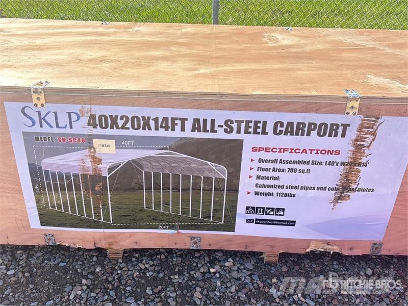  SKLP SK-SC40 20 ft x 40 ft All-Steel Carport (Unus المباني الإطار الصلب