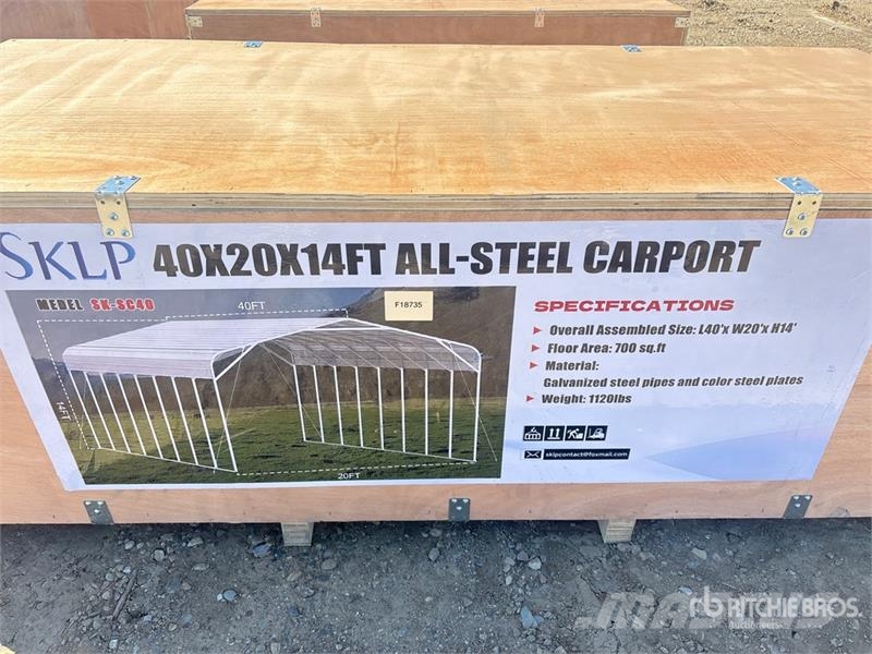 SKLP SK-SC40 20 ft x 40 ft All-Steel Carport (Unus Tērauda karkasa ēkas