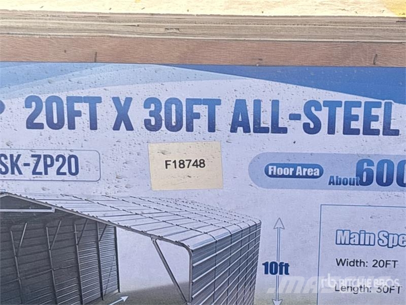 SKLP SK-ZP20 20 ft x 30 ft All-Steel Enclosed Carp Tērauda karkasa ēkas