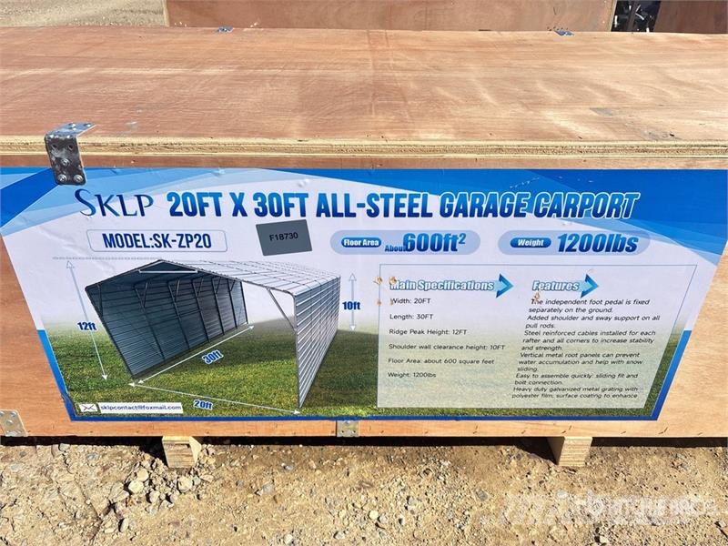 SKLP SK-ZP20 20 ft x 30 ft All-Steel Enclosed Carp Tērauda karkasa ēkas