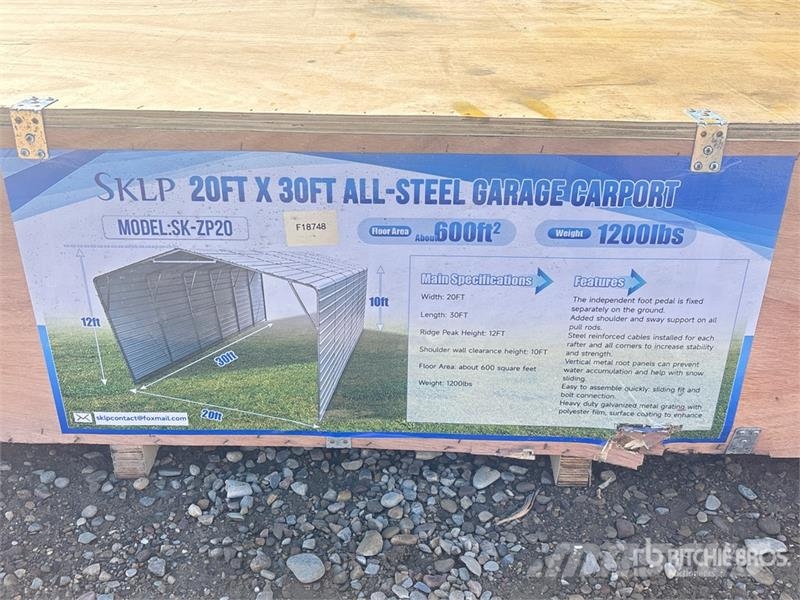 SKLP SK-ZP20 20 ft x 30 ft All-Steel Enclosed Carp Tērauda karkasa ēkas