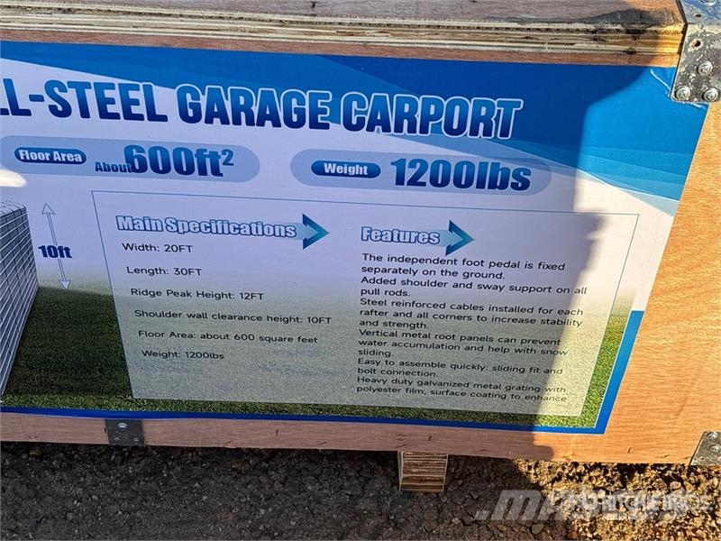 SKLP SK-ZP20 20 ft x 30 ft All-Steel Enclosed Carp Ατσάλινο πλαίσιο κτιρίων